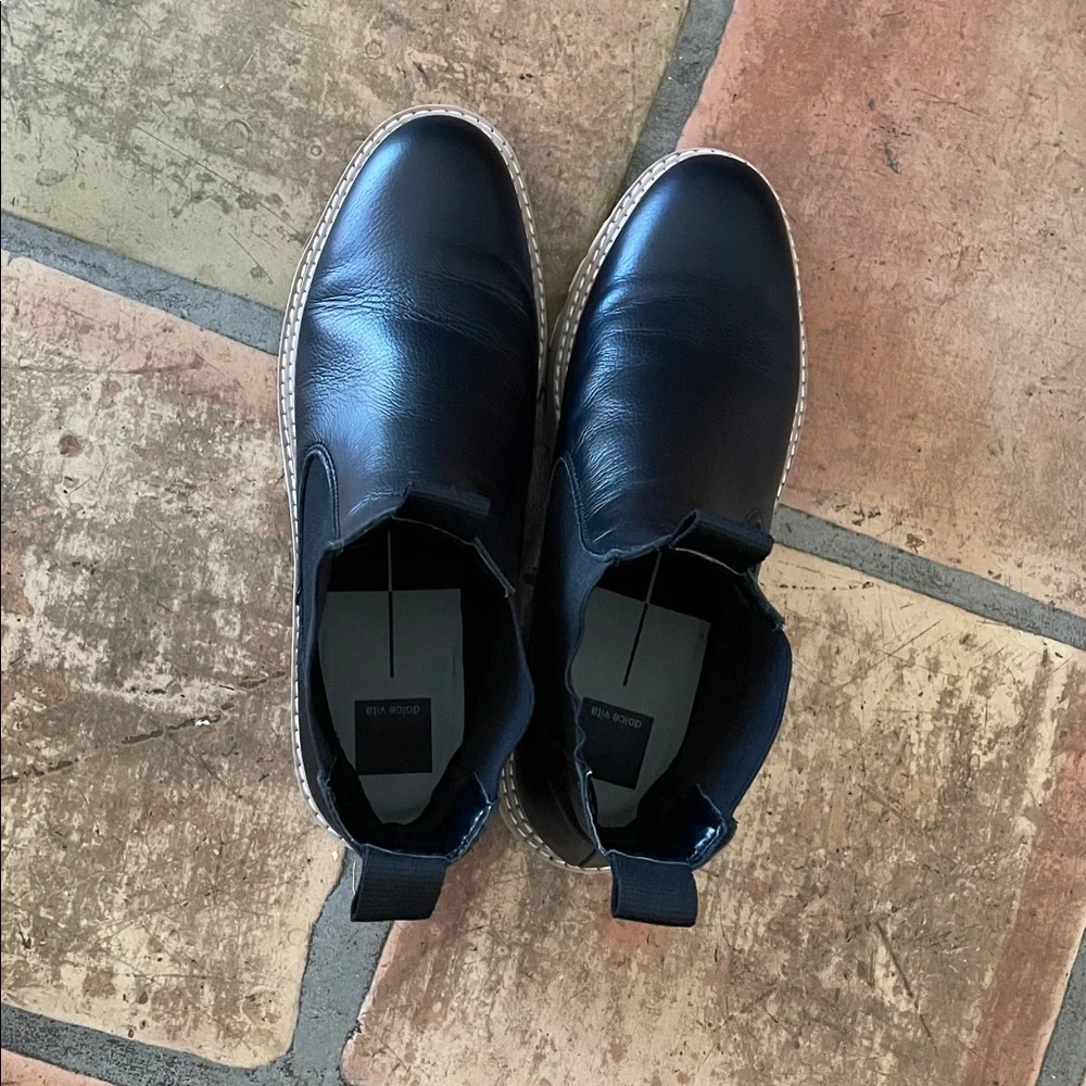 Dolce Vita Moana H2O Waterproof Black Onyx Leather Ankle Booties Size 11